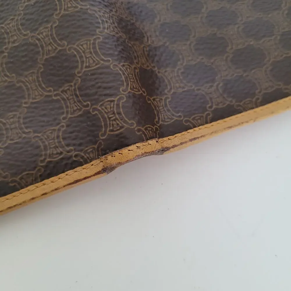 Celine Vintage‎ Bifold Leather Beige Tan Wallet Medium Folding Card Bill Holder